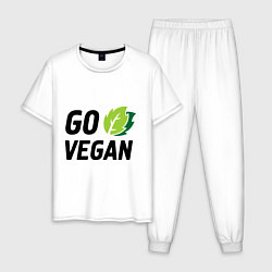 Пижама хлопковая мужская Go vegan, цвет: белый