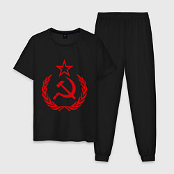 Пижама хлопковая мужская СССР герб, цвет: черный