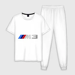Пижама хлопковая мужская BMW M3 Driving, цвет: белый