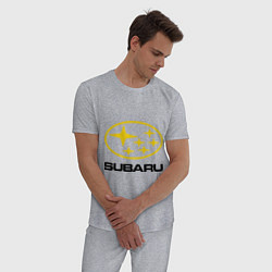 Пижама хлопковая мужская Subaru Logo, цвет: меланж — фото 2