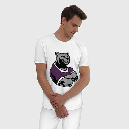 Мужская пижама Сильная пантера / Белый – фото 3