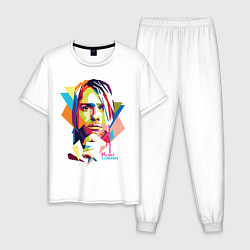 Пижама хлопковая мужская Kurt Cobain: Colors, цвет: белый