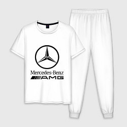 Пижама хлопковая мужская AMG цвета белый — фото 1
