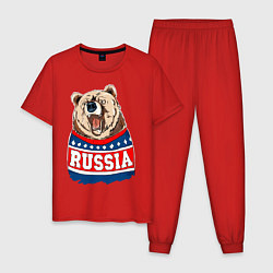 Пижама хлопковая мужская Made in Russia: медведь, цвет: красный