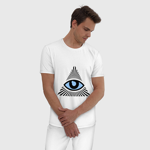 Мужская пижама Всевидящее око (глаз в треугольнике) / Белый – фото 3