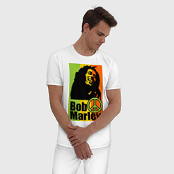 Пижама хлопковая мужская Bob Marley: Jamaica, цвет: белый — фото 2