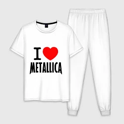 Пижама хлопковая мужская I love Metallica, цвет: белый
