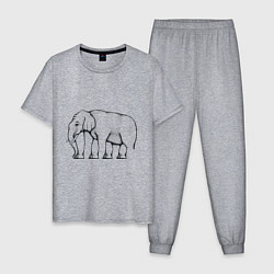 Пижама хлопковая мужская Сколько ног у слона, цвет: меланж