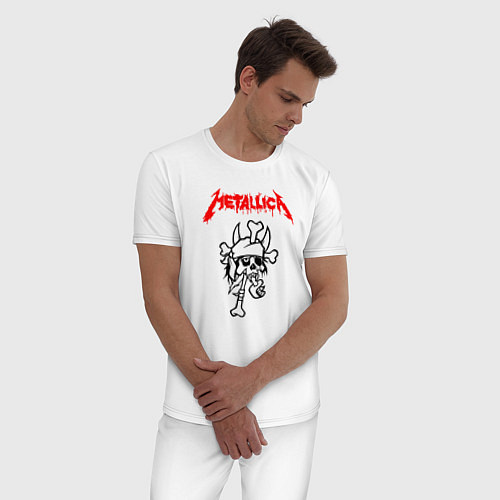 Мужская пижама Metallica: Pushead Skull / Белый – фото 3
