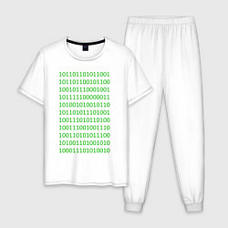 Пижама хлопковая мужская Двоичный код, цвет: белый