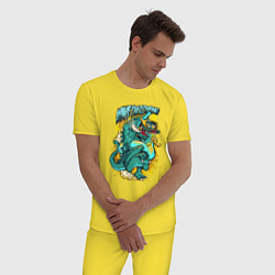 Пижама хлопковая мужская S00003, цвет: желтый — фото 2