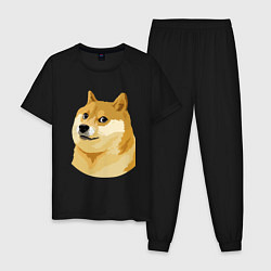 Пижама хлопковая мужская Doge, цвет: черный