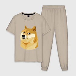 Пижама хлопковая мужская Doge, цвет: миндальный