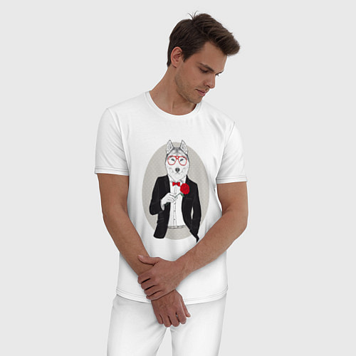 Мужская пижама Волк в смокинге / Белый – фото 3