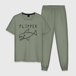 Пижама хлопковая мужская Flipper, цвет: авокадо