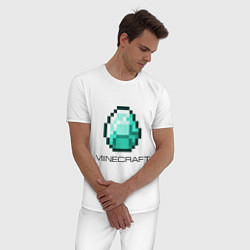 Пижама хлопковая мужская Minecraft Diamond, цвет: белый — фото 2