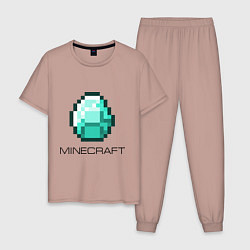Пижама хлопковая мужская Minecraft Diamond, цвет: пыльно-розовый
