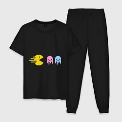 Пижама хлопковая мужская Pac-Man: Fast Eat, цвет: черный