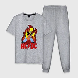 Пижама хлопковая мужская AC/DC Homer, цвет: меланж