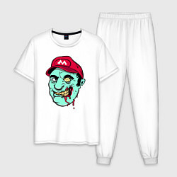 Пижама хлопковая мужская Mario zombie, цвет: белый