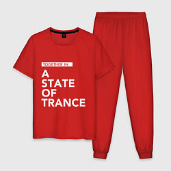 Пижама хлопковая мужская Together in A State of Trance, цвет: красный