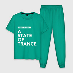 Пижама хлопковая мужская Together in A State of Trance, цвет: зеленый