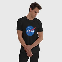 Пижама хлопковая мужская NASA: Logo, цвет: черный — фото 2
