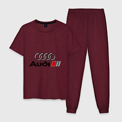 Пижама хлопковая мужская Audi цвета меланж-бордовый — фото 1