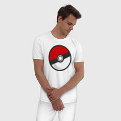 Пижама хлопковая мужская Pokeball, цвет: белый — фото 2