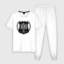 Пижама хлопковая мужская EXO XOXO, цвет: белый