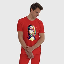 Пижама хлопковая мужская Taylor Swift Art, цвет: красный — фото 2