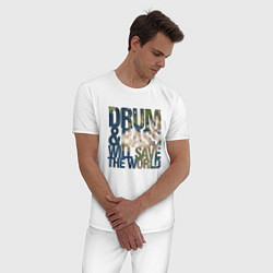 Пижама хлопковая мужская Drum & Bass: The World, цвет: белый — фото 2