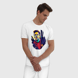 Пижама хлопковая мужская Messi Art, цвет: белый — фото 2