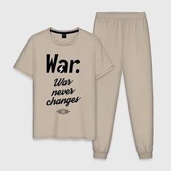 Пижама хлопковая мужская War never changes, цвет: миндальный