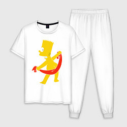 Пижама хлопковая мужская Барт с полотенцем, цвет: белый