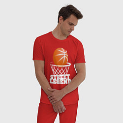Пижама хлопковая мужская Баскетбол, цвет: красный — фото 2
