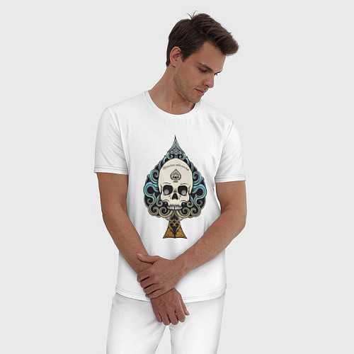 Мужская пижама Череп (skull) (цветной) / Белый – фото 3