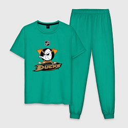 Пижама хлопковая мужская NHL: Anaheim Ducks, цвет: зеленый