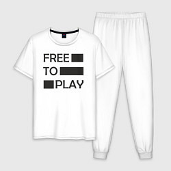 Пижама хлопковая мужская Free to play, цвет: белый