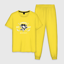 Пижама хлопковая мужская Pittsburgh Penguins: Est.1967, цвет: желтый