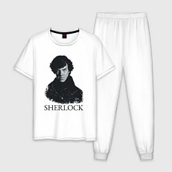 Пижама хлопковая мужская Sherlock Art, цвет: белый