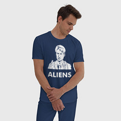 Пижама хлопковая мужская Mulder Aliens, цвет: тёмно-синий — фото 2