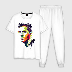 Пижама хлопковая мужская Lionel Messi: fun-art, цвет: белый