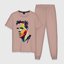 Пижама хлопковая мужская Lionel Messi: fun-art, цвет: пыльно-розовый