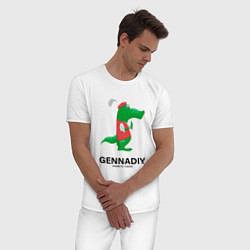 Пижама хлопковая мужская Gennadiy Импортозамещение, цвет: белый — фото 2