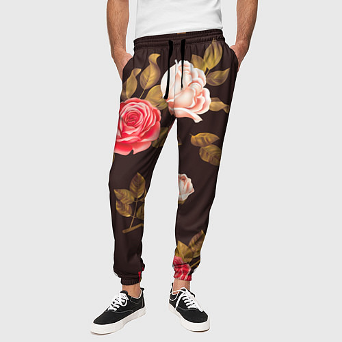 Мужские брюки Мотив из роз / 3D-принт – фото 3