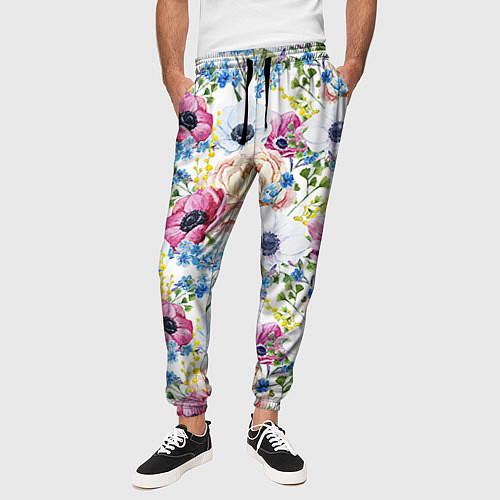Мужские брюки Цветы и бабочки 10 / 3D-принт – фото 3