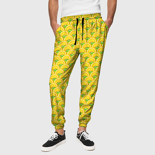 Мужские брюки Текстура лимон-лайм / 3D-принт – фото 3