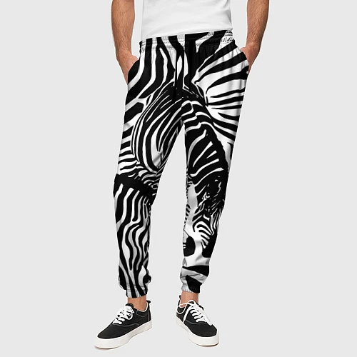 Мужские брюки Полосатая зебра / 3D-принт – фото 3