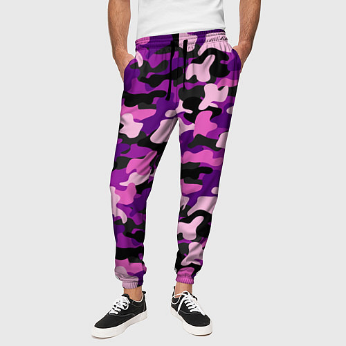 Мужские брюки Камуфляж: фиолетовый/розовый / 3D-принт – фото 3